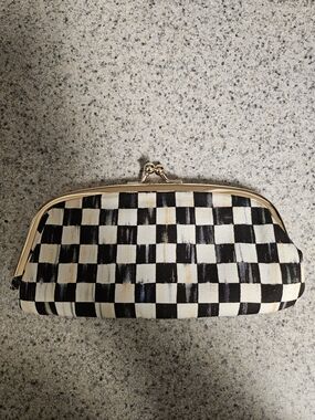 MacKenzie-Childs Black and White Check Kiss-Lock Clutch